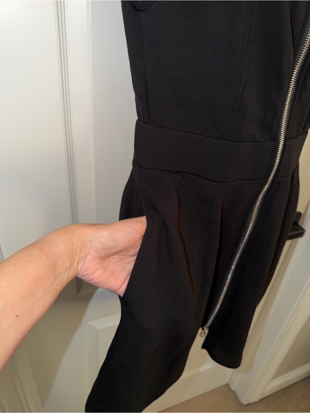 Varley DoubleSoft Black Zip Front Romper Small Sleeveless Collared Athleisure - Picture 4 of 9